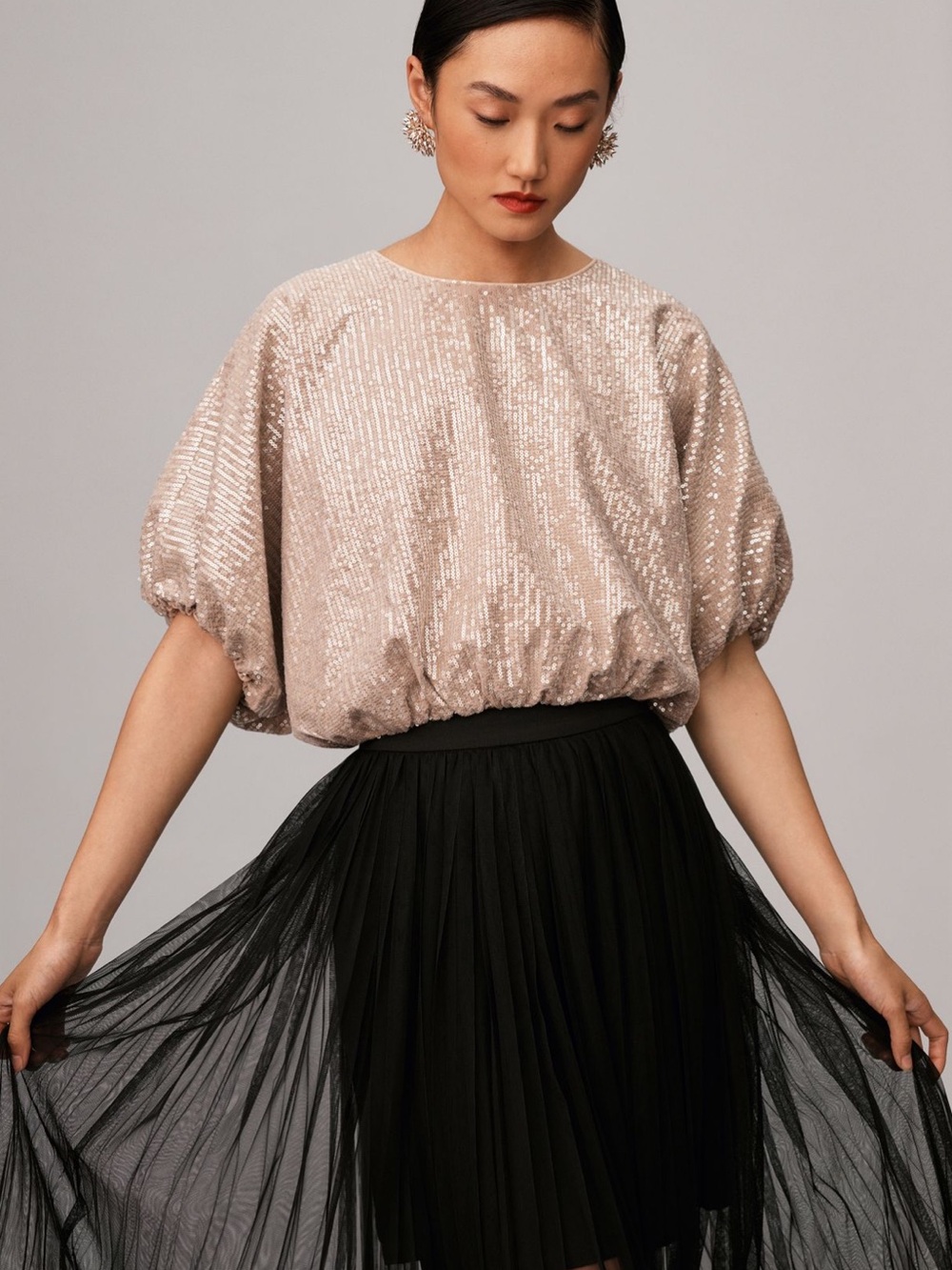 Anthropologie Endless Rose Sequin Bubble Top size Medium